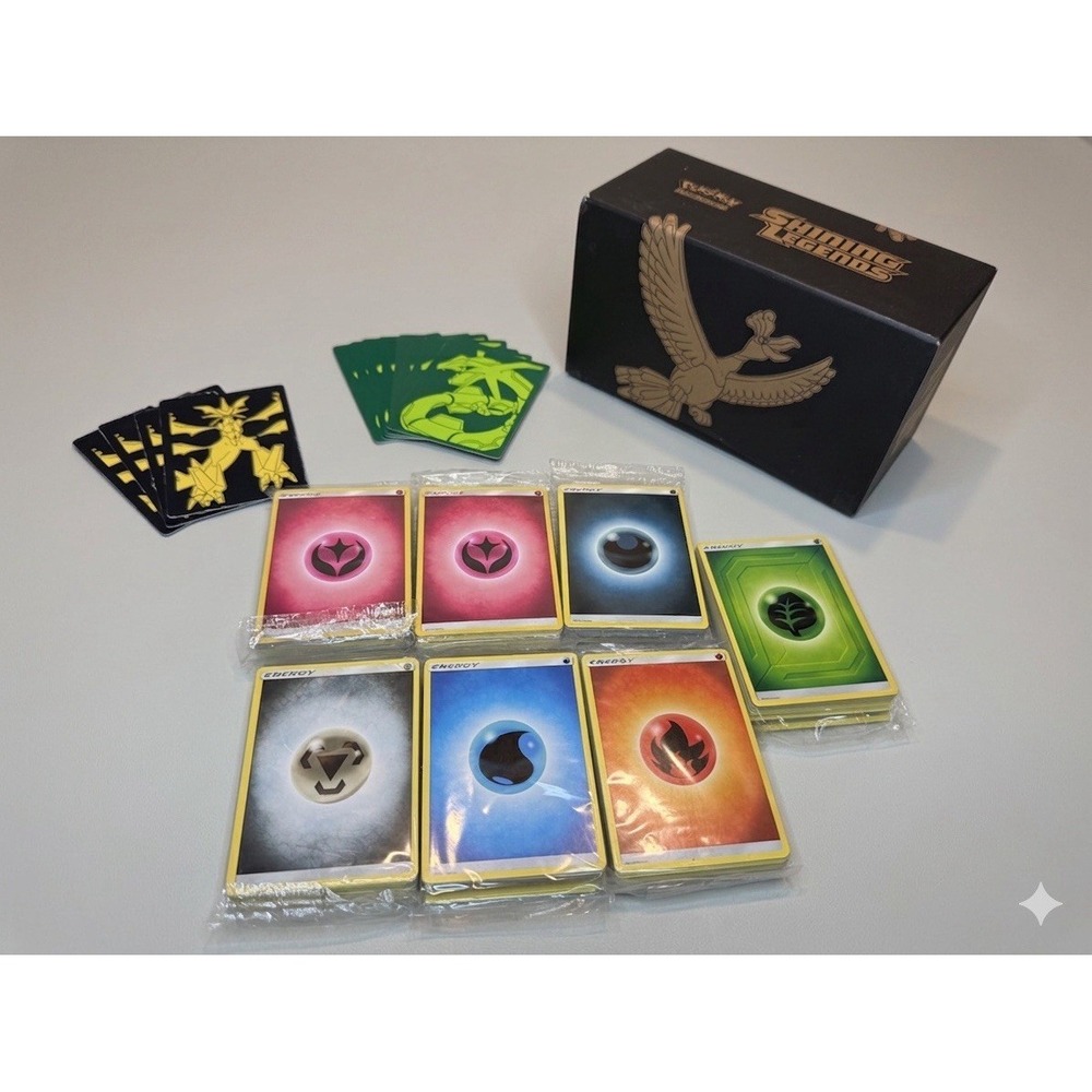 Pokemon Shining Legends ETB Empty Box & Accessories - Ho-Oh & Rayquaza Sleeves